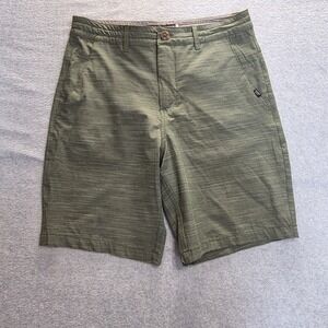 Island Haze Mens Hybrid Board Shorts Olive Green Space Dye Size 30 Stretch Water